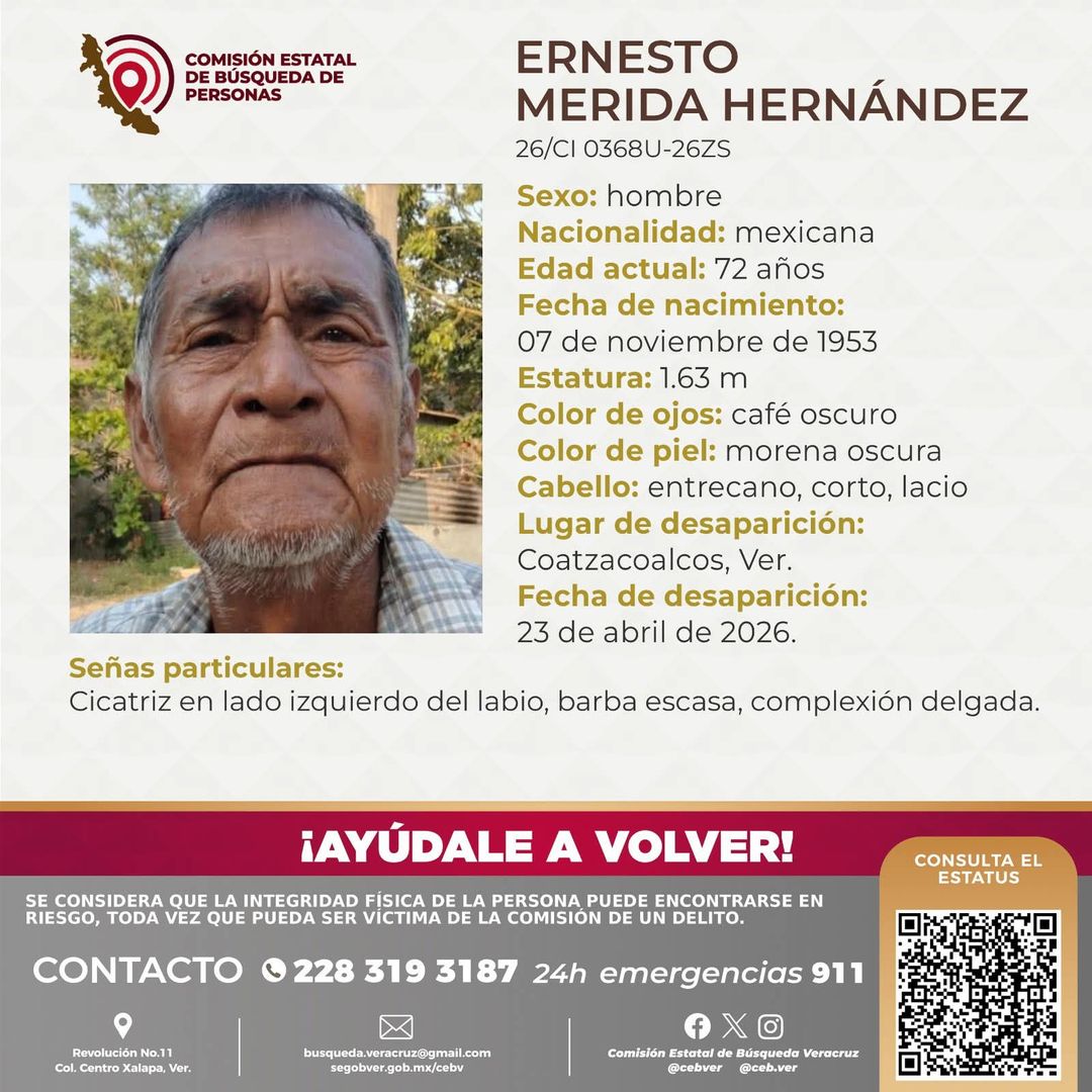Adulto mayor reportado desaparecido